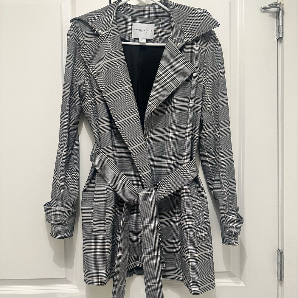Gray Plaid Trench Coat